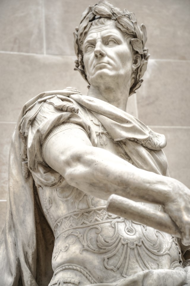 A statue of Gaius Julius Caesar, which is at the Lourve Museum in Paris, France