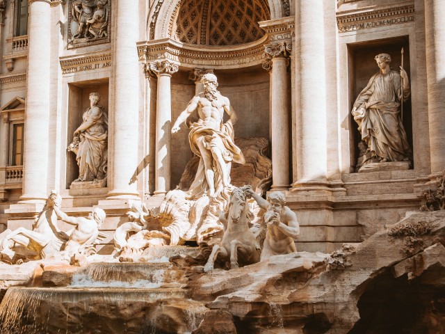 A close-up of the famous Trevi Fountain in Rome, Italy
(One of the most famous fountains in the world)