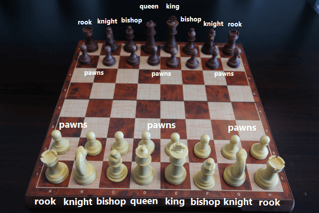 Chess Board Setup Picture with Names