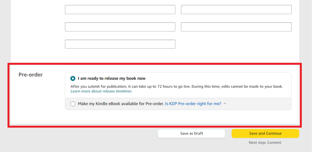 step 12 - choose whether to release your book now or later