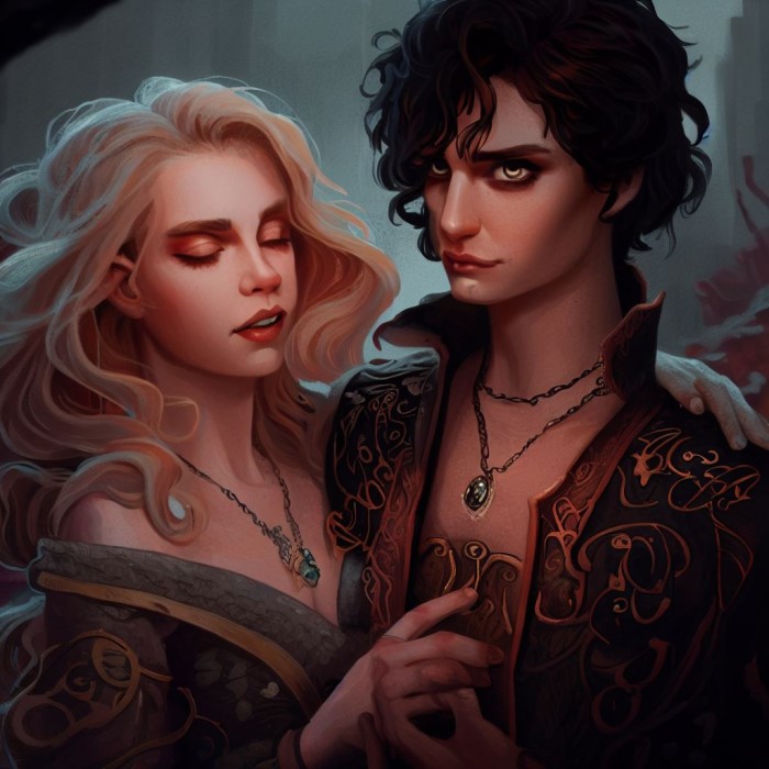 Poppy and her now husband, Cas - from blood and ash series