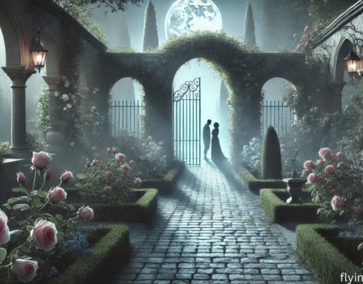 Top 20 Mystery Romance Books to Add to Your Must-Read List A misty forest path with a couple holding hands as they follow a trail of clues, capturing the intrigue and passion of mystery romance books.