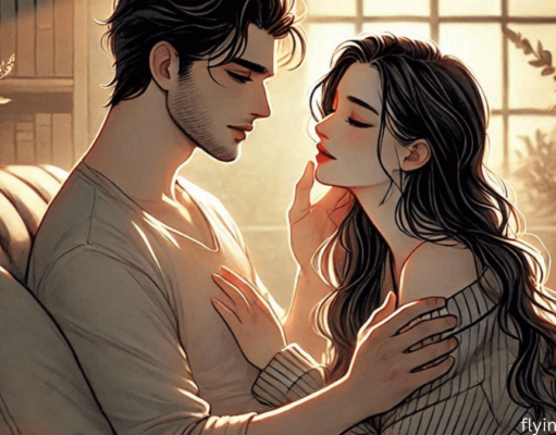 Warm and emotional depiction from 'Twisted Love,' portraying Alex Volkov and Ava Chen’s romantic connection, perfect for fans of deep, passionate romance books.